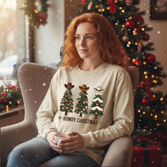 Christmas Tree T-shirt Boy or Girl 2 3 4 5 6 7 8 10 S-XL Western Tees Howdy - Picture 7 of 8